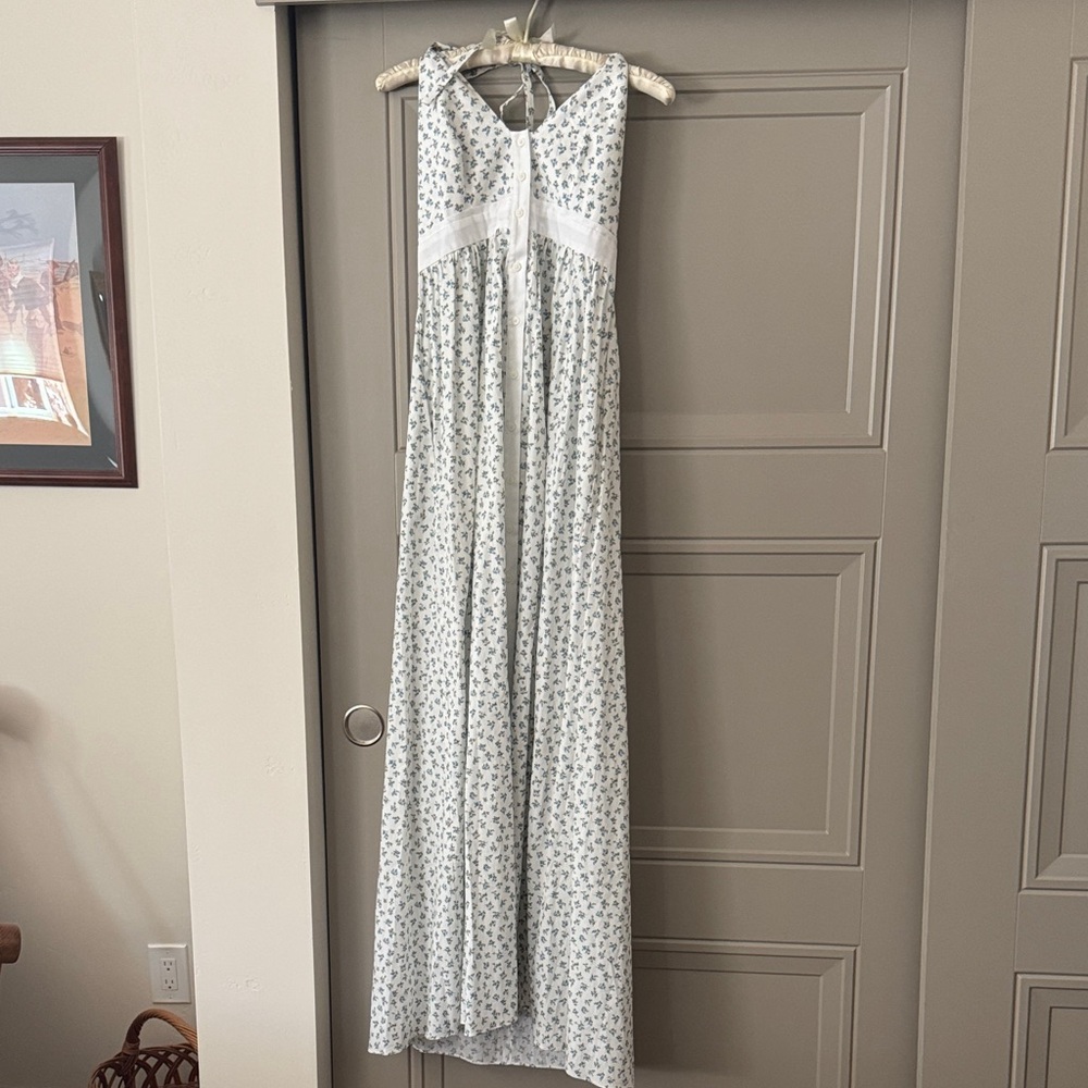 La Ligne White and Green Maxi Dress